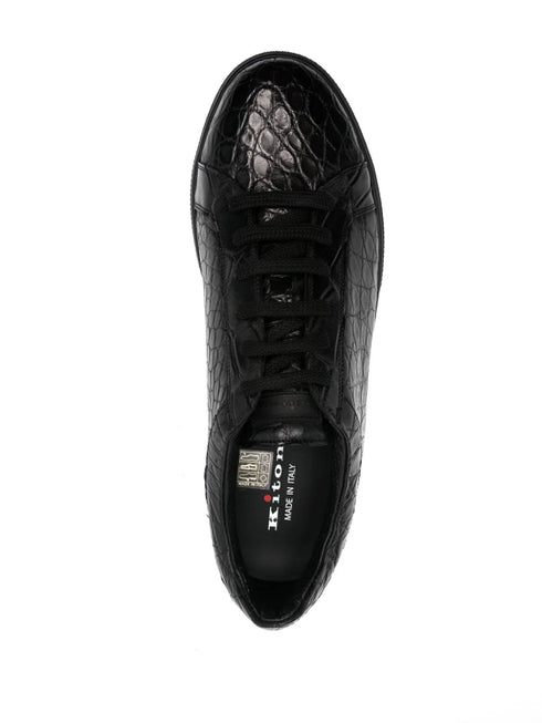 crocodile-embossed leather sneakers